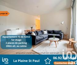 Appartement 3 pièce(s)  52 m2