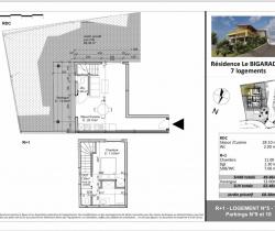 Appartement 2 pièce(s)  49 m2